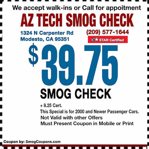 $39.75 smog check coupon — AZ Tech Smog Check, Modesto
